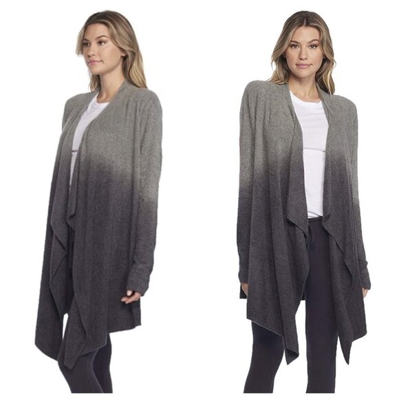 BAREFOOT DREAMS CozyChic Lite Ombre Calypso Wrap Cardigan Loden Carbon L/XL NWT - Picture 2 of 16